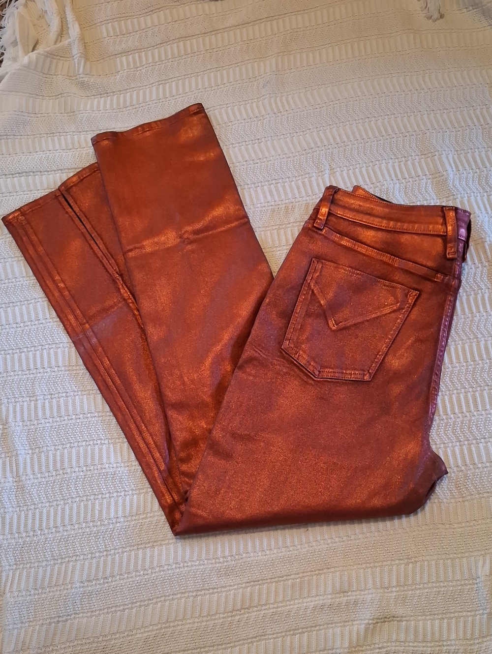 HUDSON Harlow Ultra High Rise Cigarette Jeans Cinnamon Glitter 32 NWOT